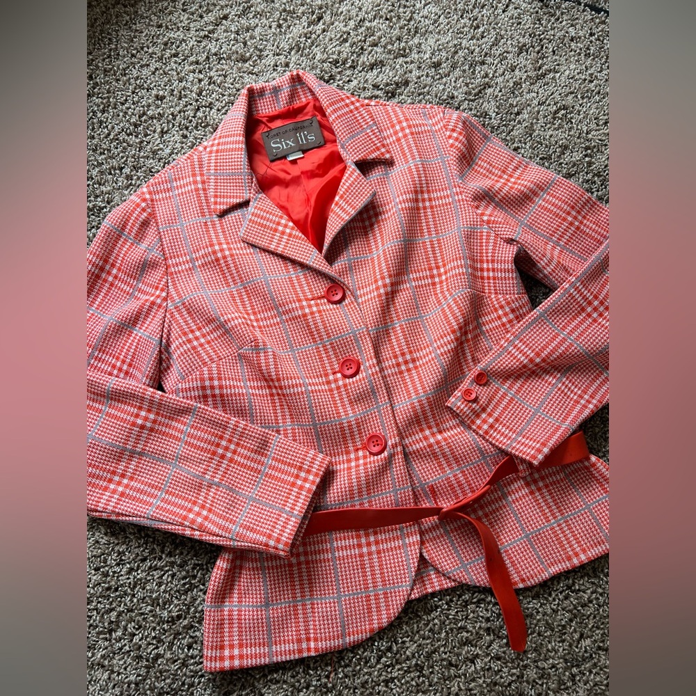 Women's Six 11’s Vintage Blazer Jacket Koret California 1970's USA Orange 10